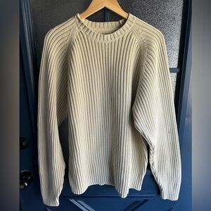 Vintage Tommy Bahama Men's Ribbed Cream Sweater